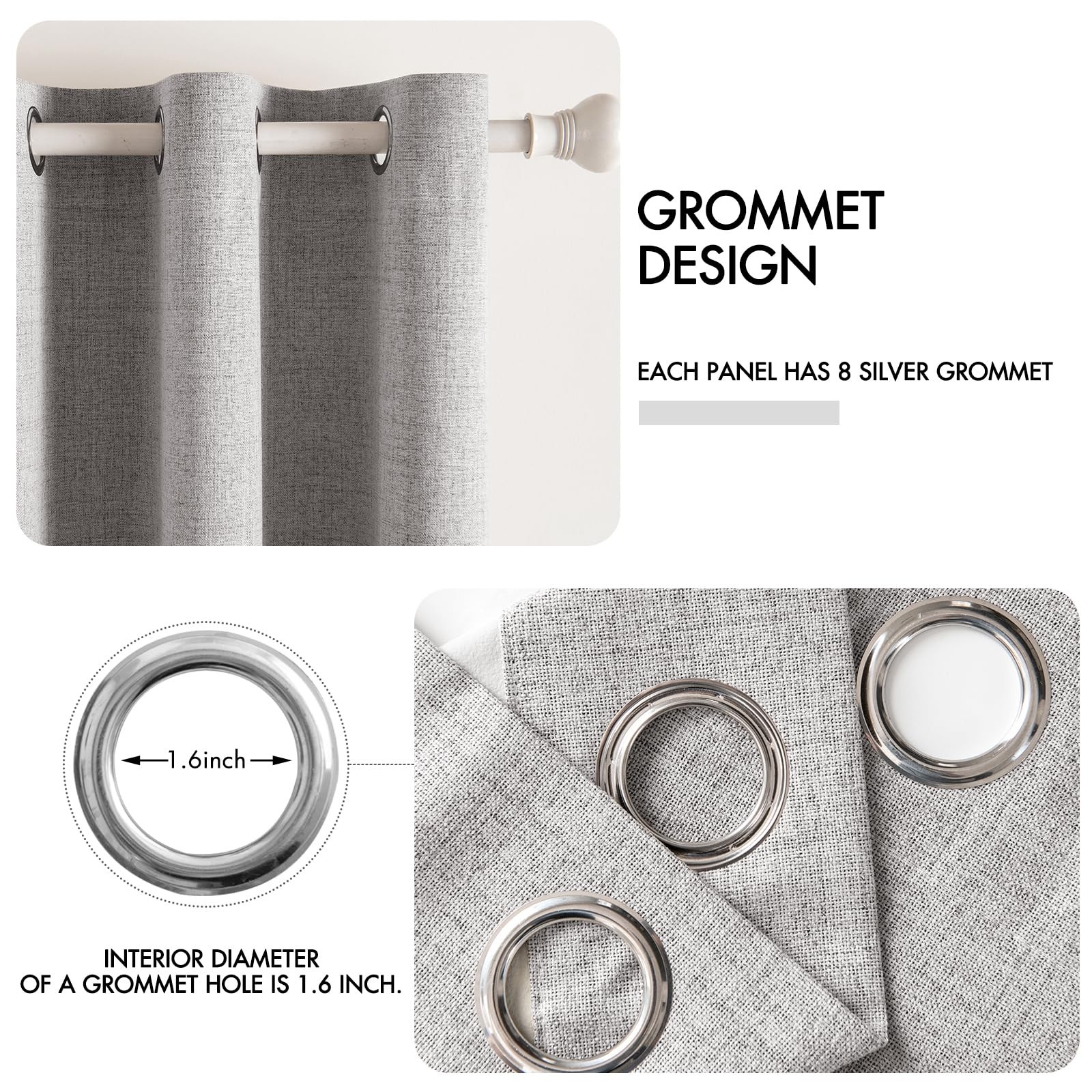 MIULEE Linen Texture Curtains for Bedroom Solid 100 Blackout Thermal Insulate...