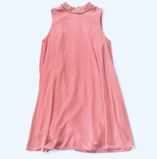 Vintage Pink Double-Lined Flowy Midi-Dress with Rhinestone Detailing Size 6
