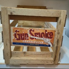 VERY RARE GUN SMOKE CANTALOUPES G & S PRODUCE COMPANY WOODEN CRATE