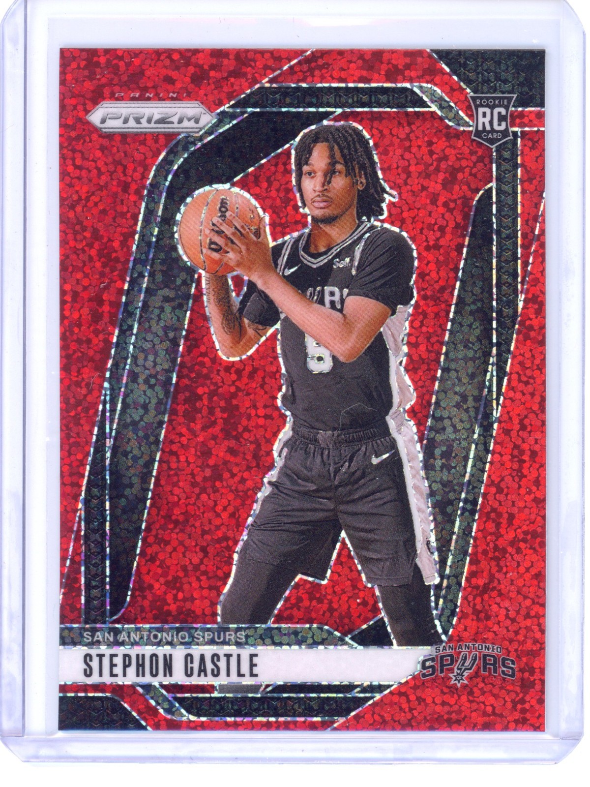 2024-25 Panini Prizm Stephon Castle #234 Red Sparkle Prizm Rookie RC Spurs