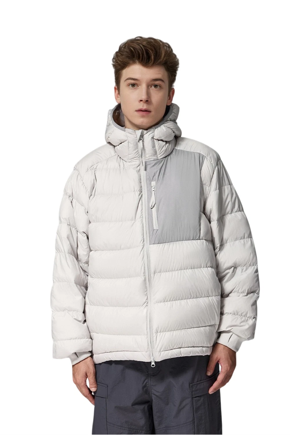 Men's Unisex Packable Down Jacket Puffer Jacket Hooded Zipper Jacket