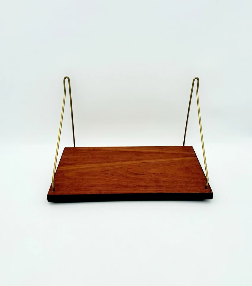 Dänisches Mid Century String Regal Teak Hängeregal mit Messing Skandi Wandregal - Bild 3 von 4