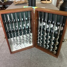 Vintage Irwin Complete 13 pc Boxed Set Auger Brace Bits Near Mint W/ Wood Box