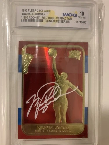 MICHAEL JORDAN 1998 FLEER 23K Gold Card RED Rookie Design Refractor GEM 10