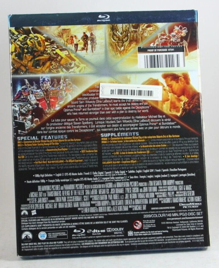 Transformers Revenge of the Fallen 2-Disc Bluray Slipcover CAD - Image 4 of 4
