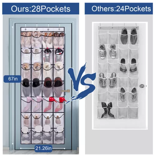 Scarpiera sopra porta organizer appendiabiti portaoggetti appendiabiti borsa armadio 28 tasche - Foto 3 di 12