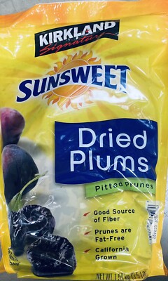 Kirkland Signature Sunsweet Whole Dried Plums Pitted Prunes 3.5 lb Bag KOSHER