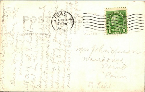 STOWE, VERMONT - MAIN STREET - DRUG STORE - 1934 OLD REAL PHOTO POSTCARD - Picture 2 of 2