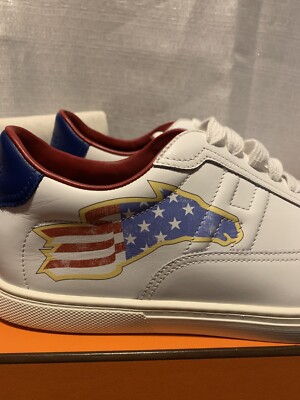 Limited Ed HERMES H Logo America White Leather Quicker