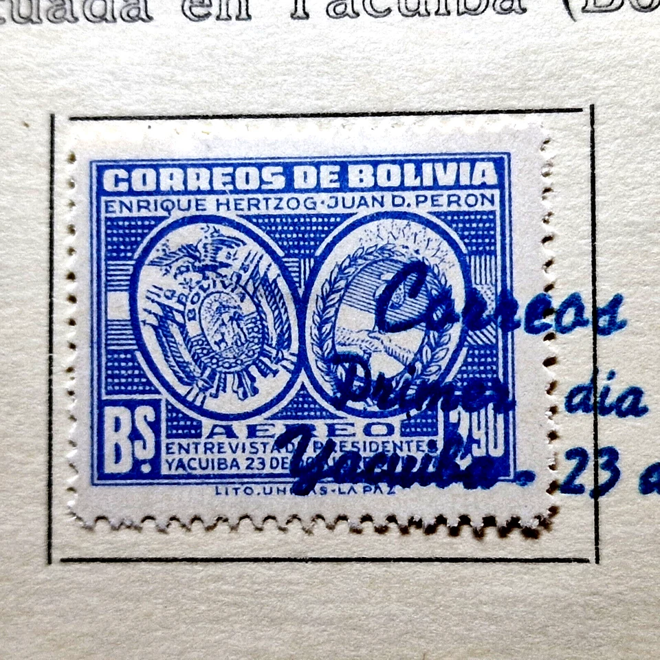 Bolivia 1947 - FDC - Letter 2 Stamps Card - Rare Stamps - Full Issue - Image 2 of 4