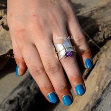 African Amethyst 925 Sterling Silver Gemstone Spinner Ring For Girlfriend Gift