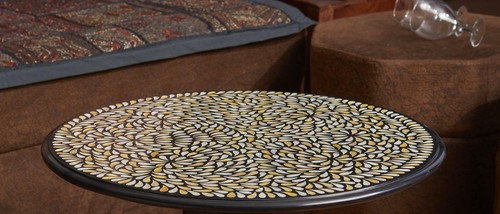 18'' black marble table top pietra dura center side Coffee inlay malachite mop - Picture 2 of 4