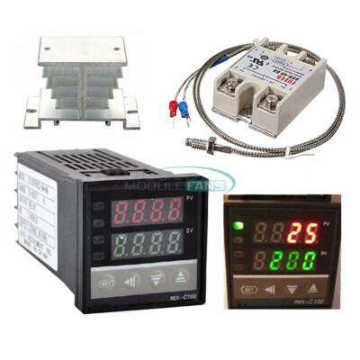 100-240V Digital PID Temperature Controller Thermostat REX-C100 Thermocouple