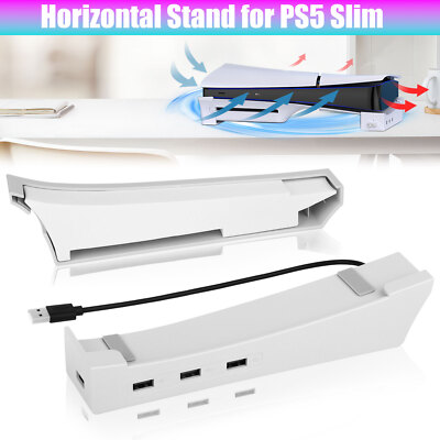 Horizontal Stand for PS5 Pro/Slim Console Mount Base with 4 Charing USB Hub Port
