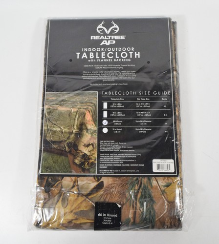 Realtree AP Indoor/Outdoor Camo Peva Tablecloth w/ Flannel Backing 60" Round - Picture 2 of 2