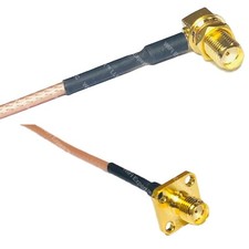 RG316 SMA FEMALE ANGLE to SMA FEMALE FLANGE RF Cable Rapid-SHIP LOT