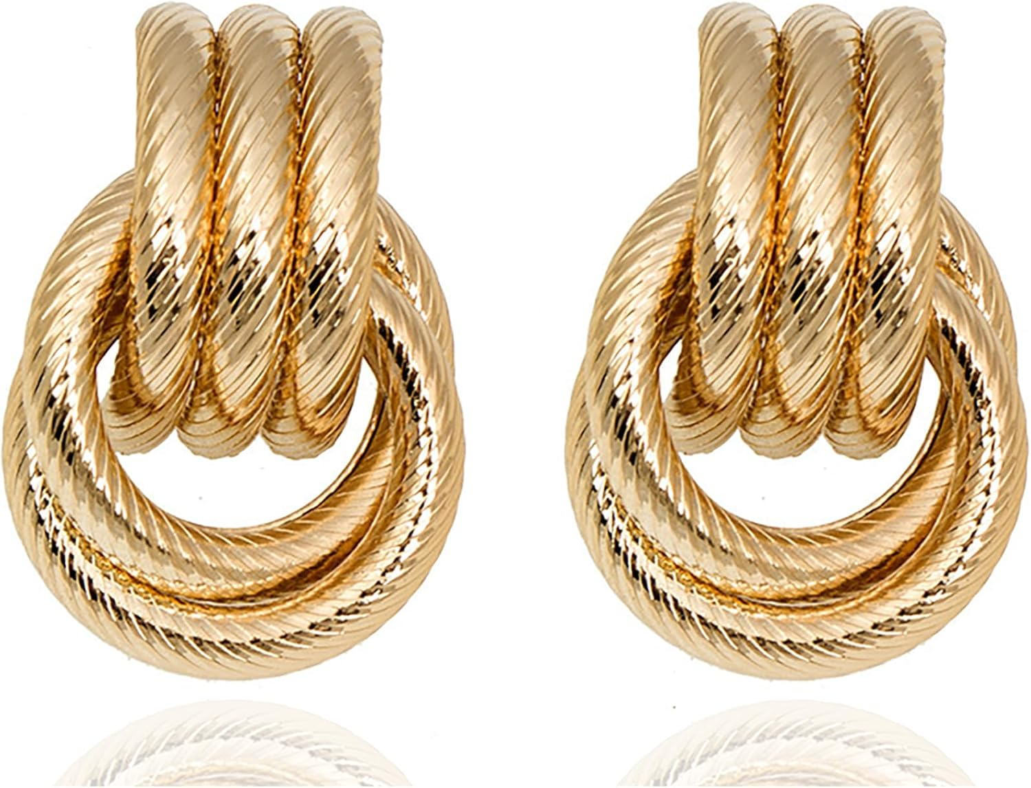 Gold Earrings for Women Trendy Gold Chunky Hoop Geometric Statement Hollow Tube