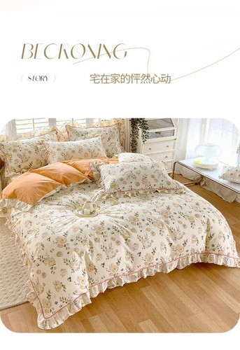 Princess Ruffles Cotton Quilt Cover Set Single Quilt Covers Floral Duvet Cover - Bild 23 von 34