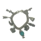 Vintage World Travel Souvenir Monuments Charm Bracelet Costume Jewelry 6.5"