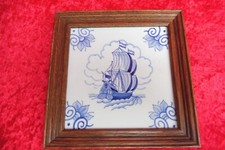 Sch&ouml;ne ,alte Zier- Fliese ,gerahmte Fliese ,Delft , Koninklijke Porceleyne Fles