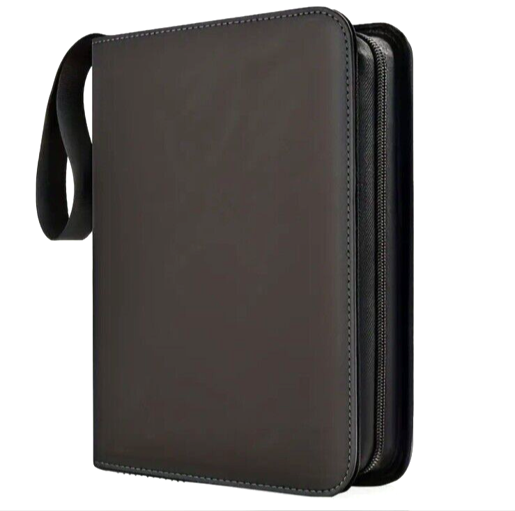 Card Collection Album NEW 9x7" holds 400 cards 50 pages Black PU