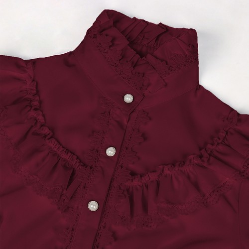 Victorian Women Shirt with Jabot Lady Classic Lolita Blouse Top Shirt Christmas - Picture 45 of 47