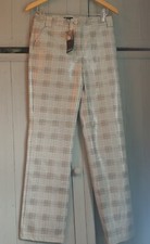 Nasty Gal Trousers Sz 10 New Grey Red Check PU Vinyl