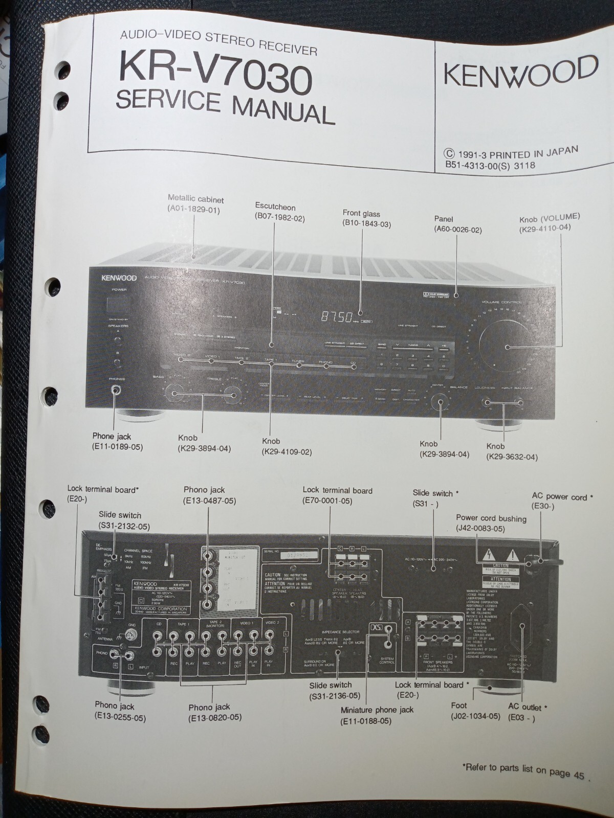 Kenwood Krv7030 Stereo Dolby Pro Logic Surround Receiver for sale