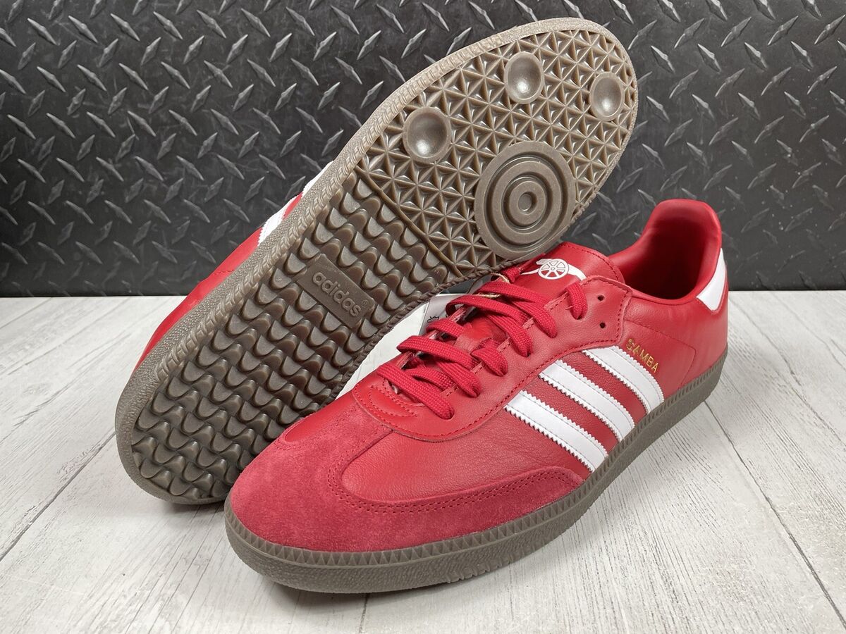 Size 14-New ADIDAS Originals Samba Team ‘Arsenal’ Soccer Shoes Red White  Brown