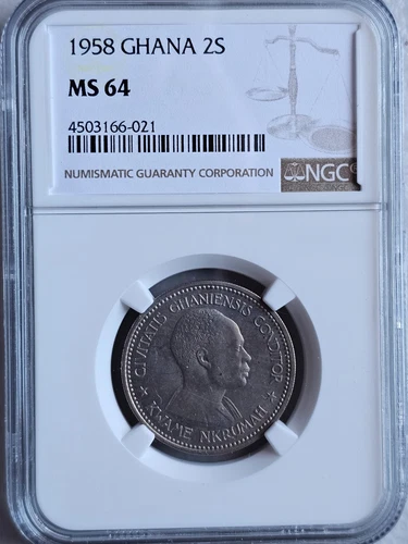 Ghana 2 Shillings 1958 NGC MS 64