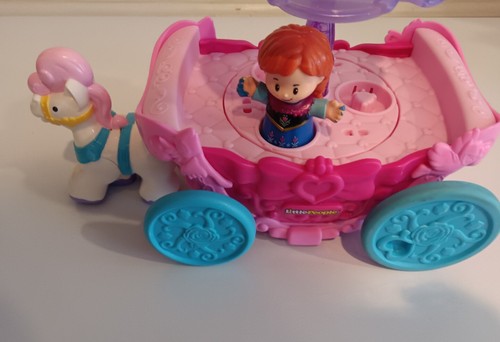 Fisher Price Little People Pink Purple Princess Carriage Carousel w/ Anna Figure - Picture 3 of 5