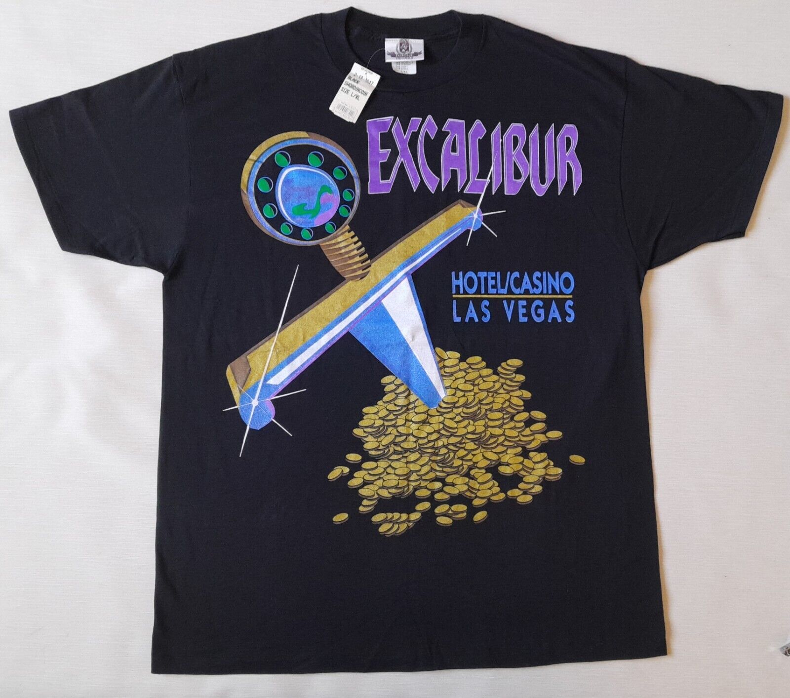 90s EXCALIBUR CLUB ヴィンテージ Tシャツ Lサイズ 黒 トップス T