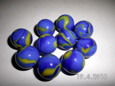 10 Murmeln Van Gogh ca. 22mm hellblau aus Glas, Glasmurmel, Glaskugel (118238)