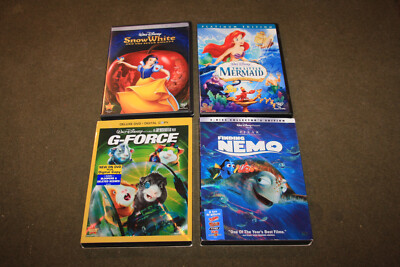 Lot of 4 Disney DVDs - Snow White, Little Mermaid, Finding Nemo, G-Force