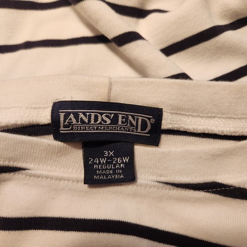 Lands End White Blue Stripes 3/4S Knit Top Blouse Shirt Womens USED 3XL 3XLARGE - Picture 5 of 5