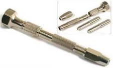 Swivel Head Pin Vise + 2pc Reversible Collets Hand Drill Wire Gauge Bit Holder