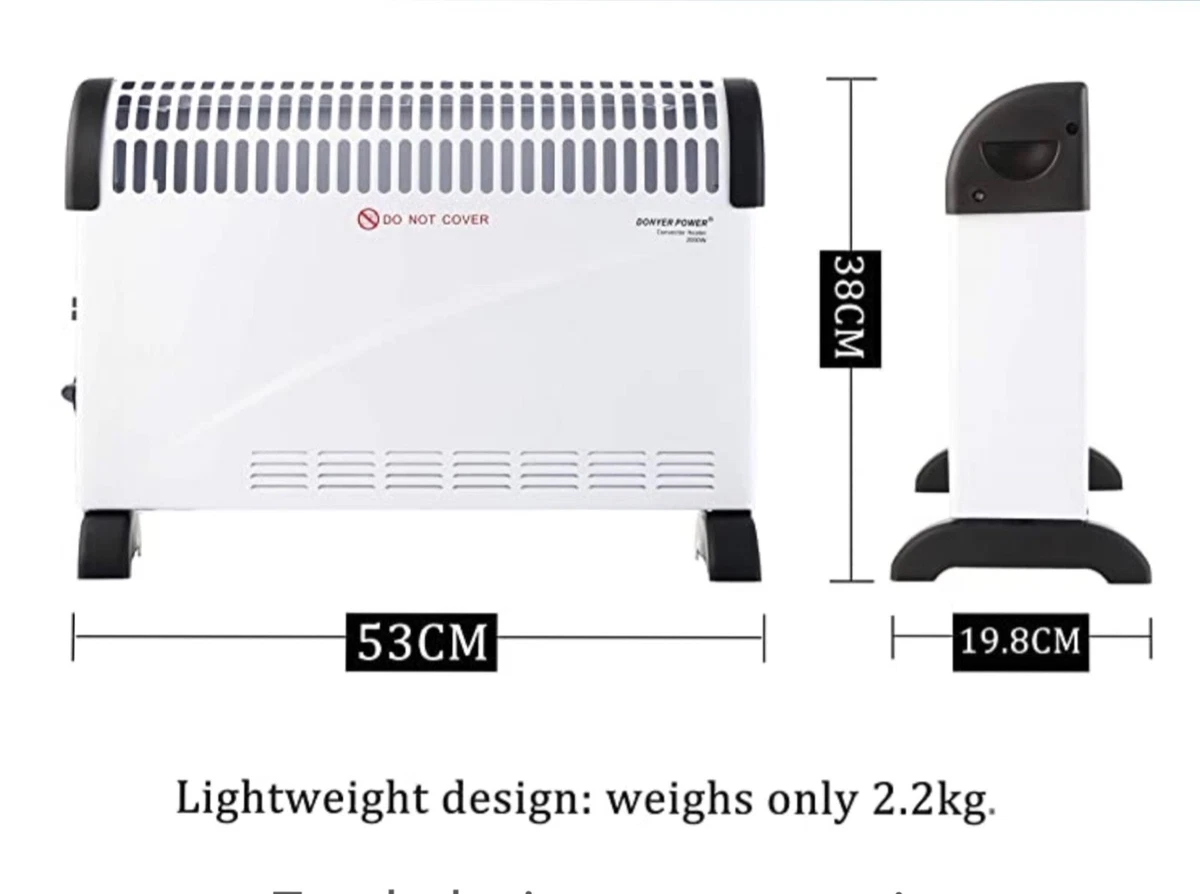 DONYER POWER Convector Radiator Heater with Adjustable Thermostat, 2000W, 3  Heat | eBay