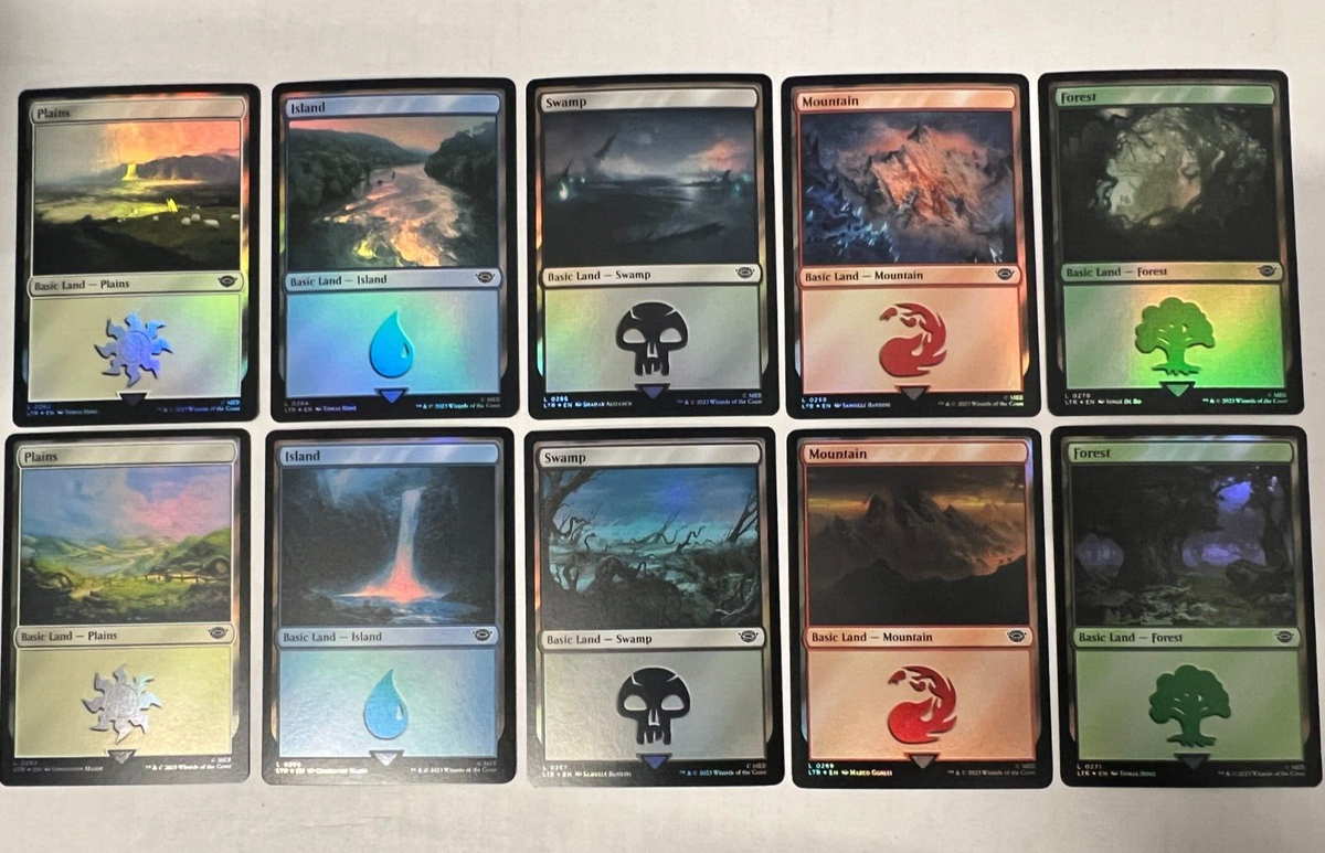 FOIL Lord of the Rings Lands Complete Set 10 Cards Basic Land LTR MTG M/NM  | eBay