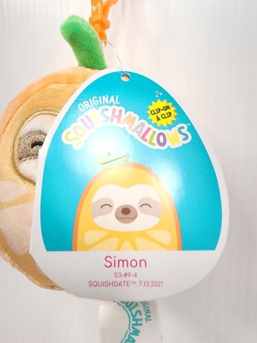 Squishmallows Simon das Faultier als orangefarbener Clip 3,5 Zoll Neu mit Etikett - Bild 3 von 4