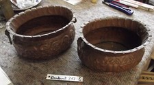 Mała sztuka nr 212,2 mosiężne miski, owalne, ogrodniczki, ciężkie, patyna, wytłaczane, stare