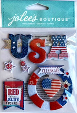 USA Patriotic Red White Blue American Flag Stripes 4th Celebrate Jolee's Sticker