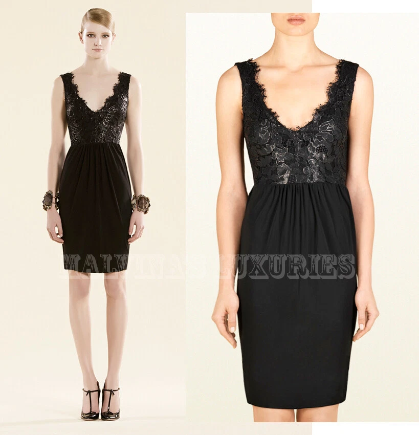 ROBE GUCCI NOIRE LAQUÉE DÉTAIL DENTELLE DÉCOLLETÉ V PROFOND 1 taille XS EXTRA SMALL