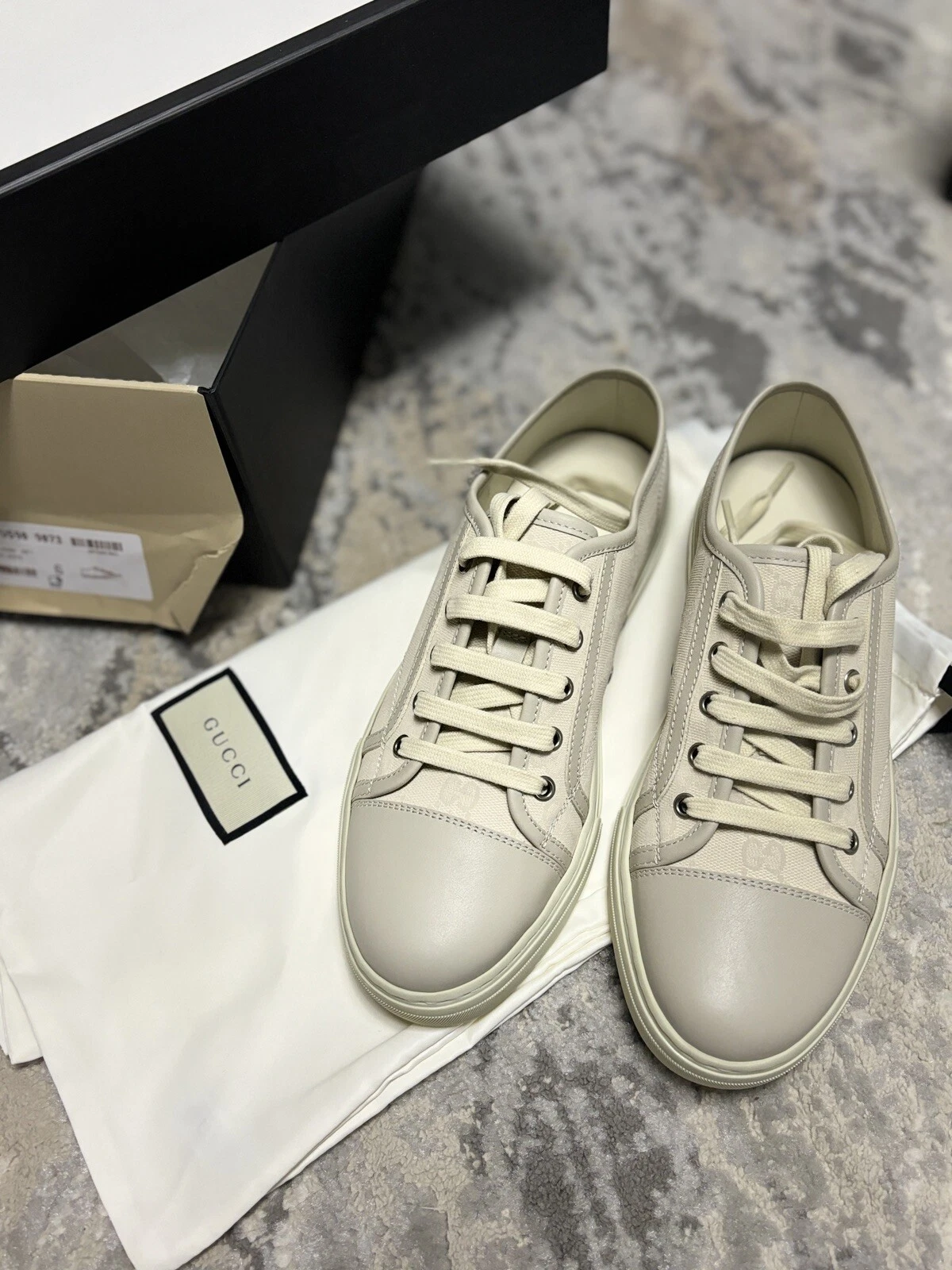 Baskets homme authentiques Gucci GG beige toile/cuir UK6