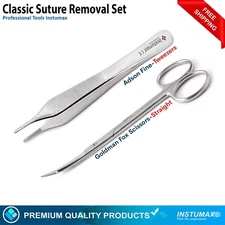 Classic Suture Removal 2Pcs Kit Surgical Goldman Fox Scissors Adson Tweezers