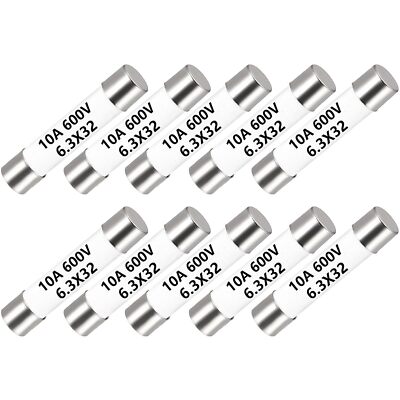 10PCS DMM Multimeter Fuse Replace 10A 600V DMM Fuses Fast Blow Ceramic Fuses