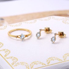Women's Blue Topaz Diamond Earrings