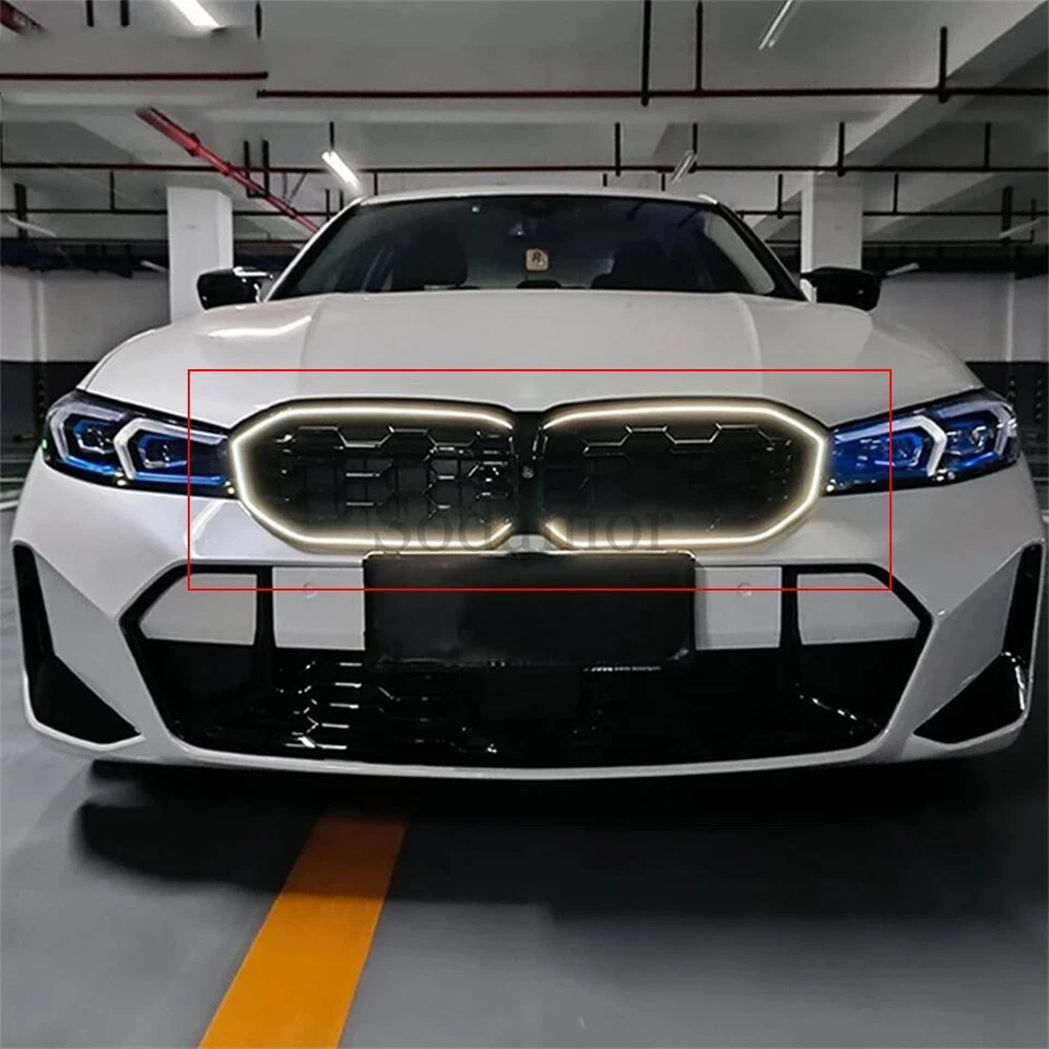 Glossy Black Front Bumper Grille Mesh Fit For BMW G20 G21 330i M340i 3ER 2023-24 - Image 2 of 4