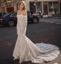 Wedding Dresses Lace Mermaid Long Sleeves Off The Shoulder With Illusive Back