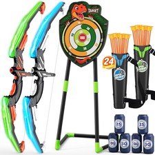 2 Pack Bow and Arrow for Kids, LED Light Up Archery Set with 24 Suction Cup Arro