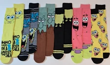 Spongebob Socks Men's Casual Crew Socks 6 Pairs Mens Size 8-12 Bioworld NEW